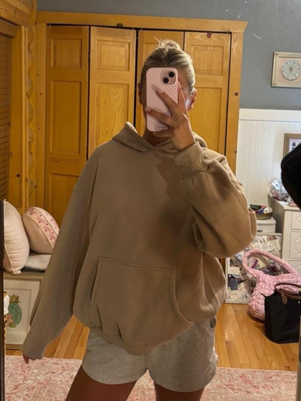 Women's Relaxed Tan Hoodie Sweatshirt